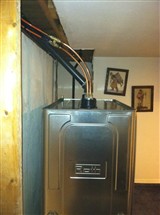 Roth 275 Gallon oil tank installed in basement.